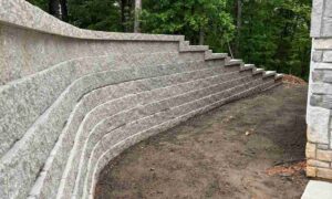 Completed retaining wall using Rockwood blocks in High Ridge by Retaining Wall & Paving Solutions